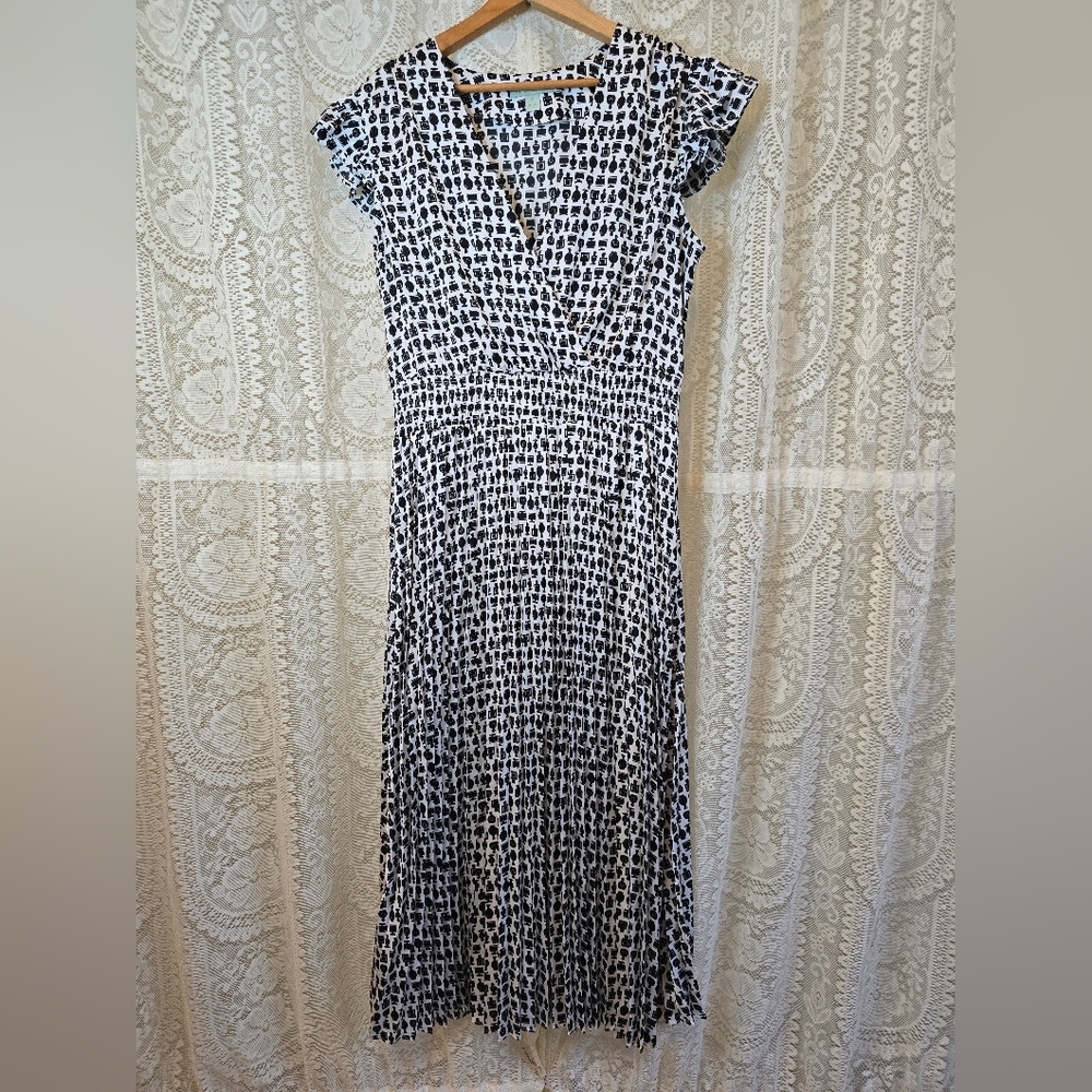 Ryegrass black and white dress, Women's dress,